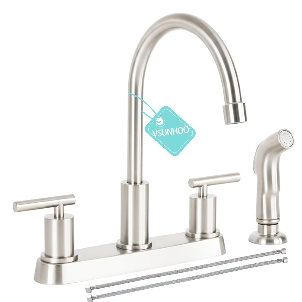 Kitchen Faucets, Kitchen Faucet with Sprayer, Brushed Nickel
